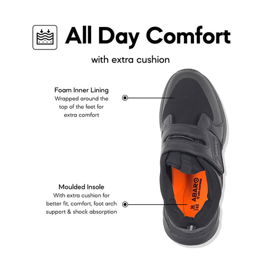 ABARO 2807N NameTech Ultralight Unisex School Shoes Breathable Mesh/Anti-Bacterial/Kasut Sekolah Hitam/Kasut Tulis Nama