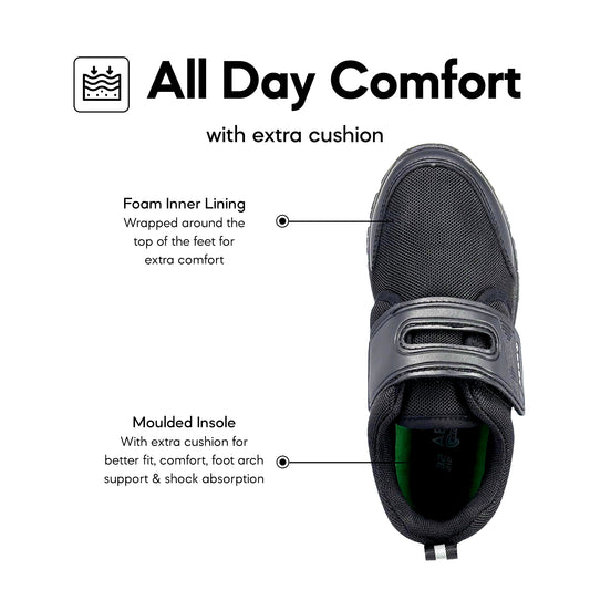 ABARO 2399 x CANGGIH Unisex 2399AC Black School Shoes/Breathable Mesh/Super Comfy/Sport/Kasut Sekolah Hitam