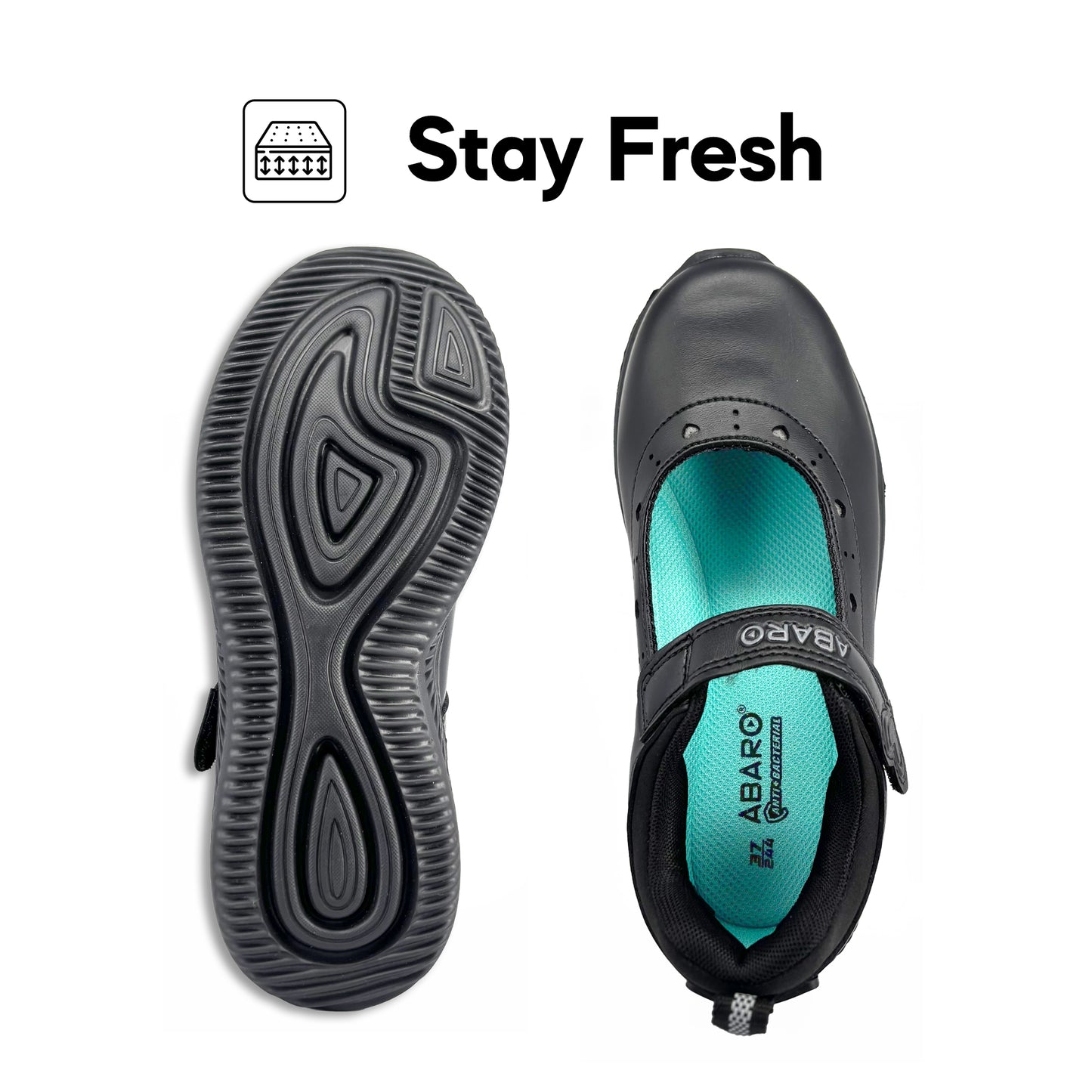 ABARO NameTech 2852N School Shoes Girl Series Black/Name Your Shoes/Kasut Sekolah Hitam/Kasut Budak