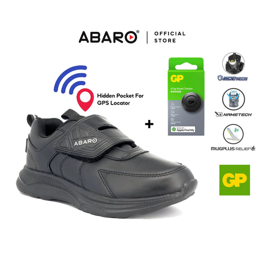 Bundle Deal ABARO Combo HideTech H2819N Hidden GPS Pocket School Shoes/Kasut Sekolah + GP eTag Tracker | iOS Only