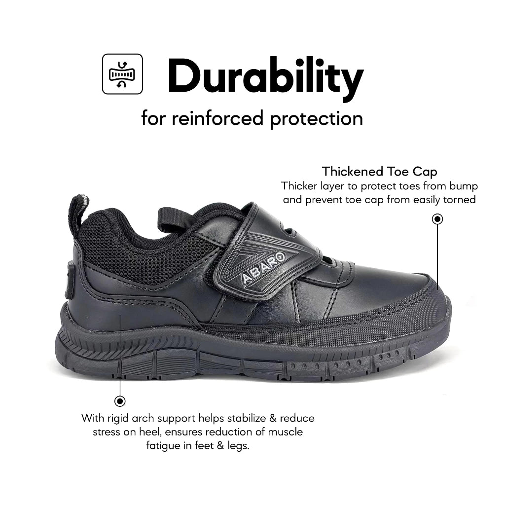 ABARO HideTech + GripTech H2278N Hidden GPS Pocket School Shoes/Kasut Unisex/Kasut Tulis Nama