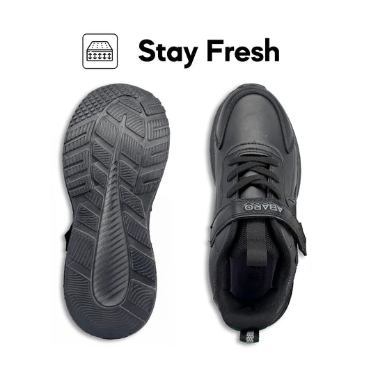 ABARO HideTech H2812N Hidden GPS Pocket School Shoes/Kasut Unisex/Kasut Tulis Nama