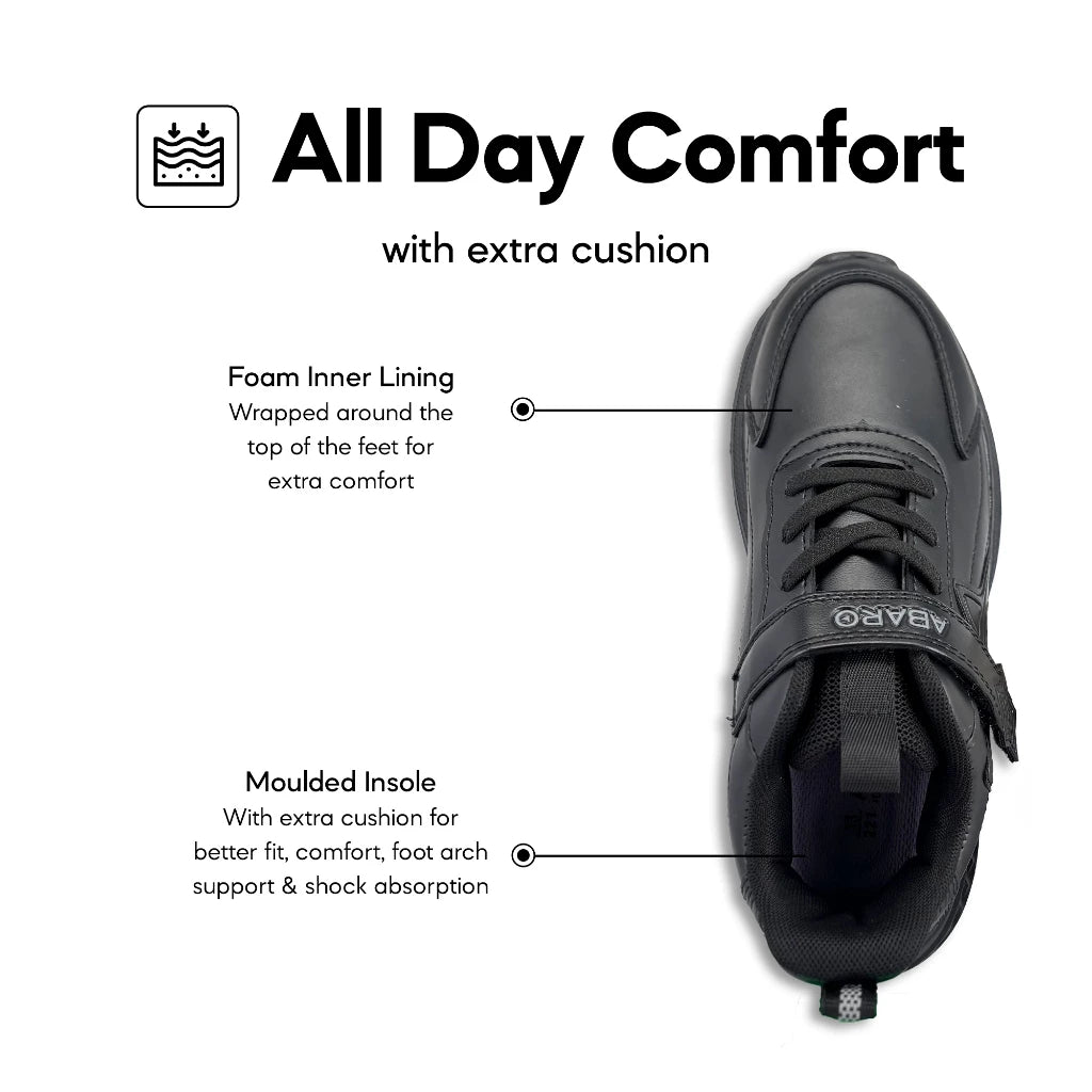 ABARO HideTech H2812N Hidden GPS Pocket School Shoes/Kasut Unisex/Kasut Tulis Nama