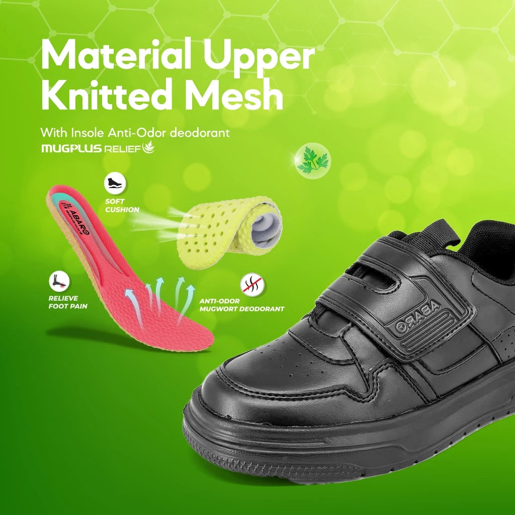 ABARO NameTech 2912N School Shoes Black Name Your Shoes/Kasut Sekolah Hitam/Kasut Budak