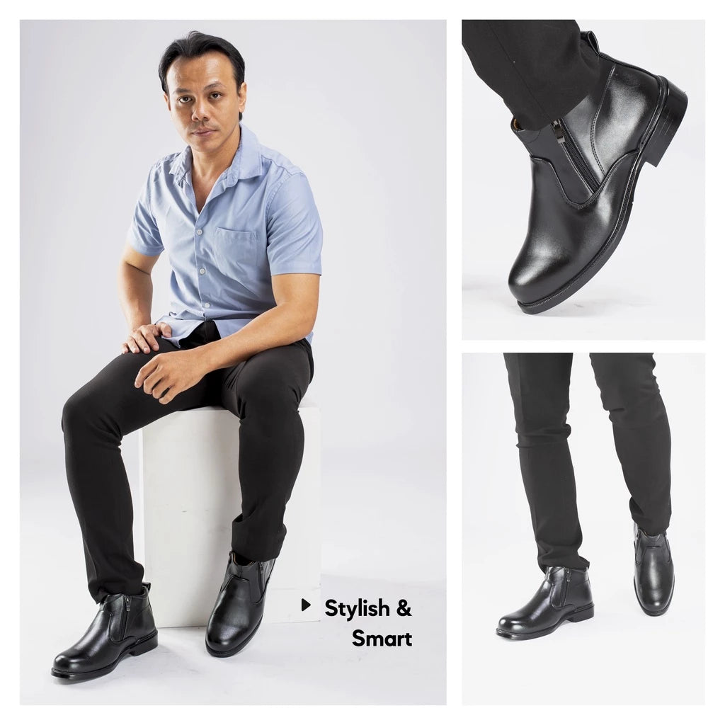 ABARO Men Faux Leather FBA731E8 Comfort Ankle Boots Formal Shoes/Kasut Matte Kulit Polis/SWAT Boots/Kasut Potong/Kilat??