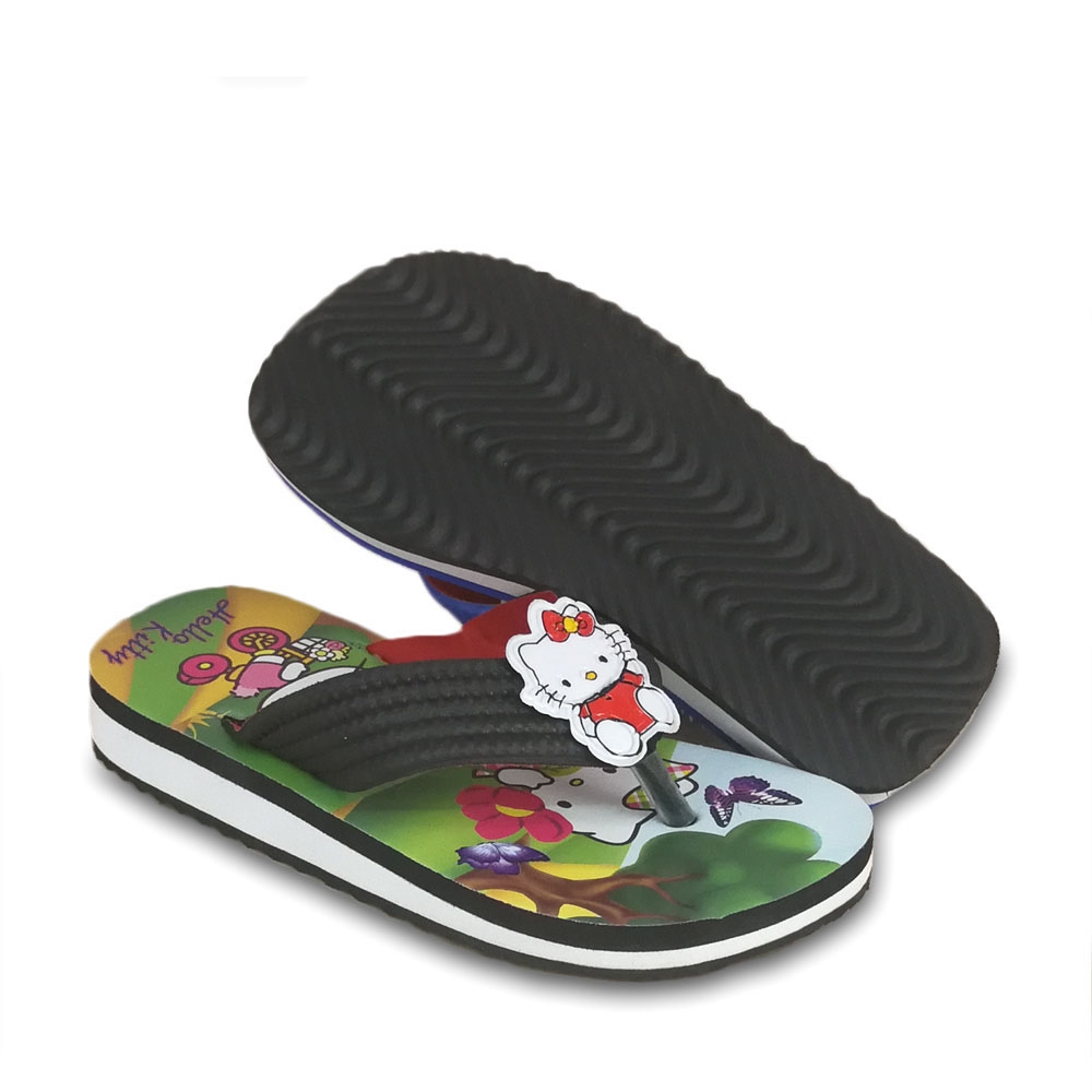 Kids Hello Kitty Slippers Black 333