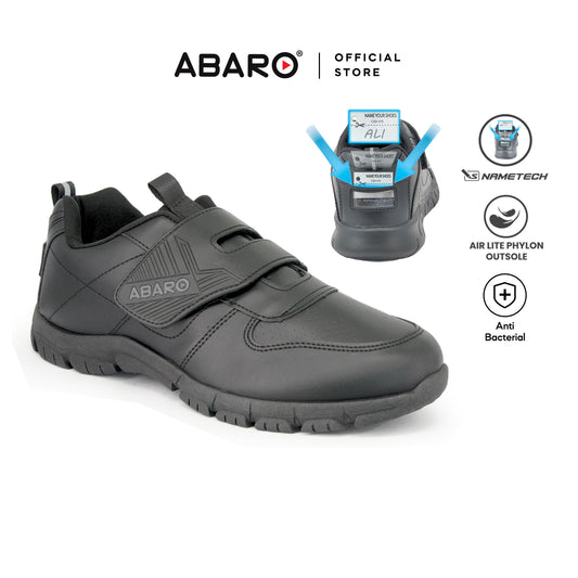 ABARO 2323N Anti-Bacterial School Shoes Black/Name Your Shoes/Super Comfy/Kasut Sekolah Hitam