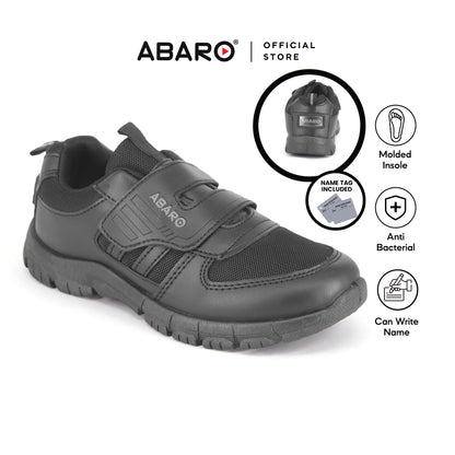 ABARO Breathable Mesh 2351N School Shoes Black <Name Your Shoes> Slip Resistant/Kasut Sekolah Hitam/Kasut Budak