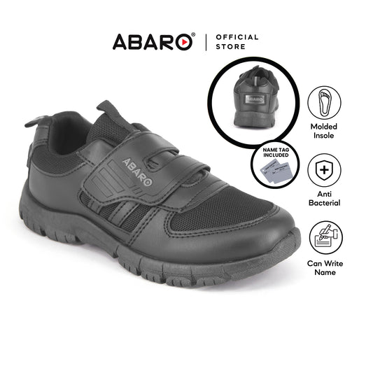 ABARO Breathable Mesh 2351N School Shoes Black <Name Your Shoes> Slip Resistant/Kasut Sekolah Hitam/Kasut Budak