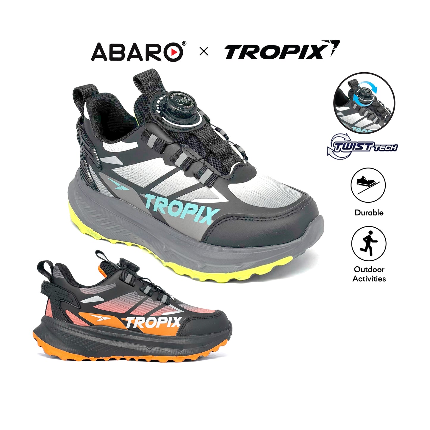 ABARO TwistTech Kids Sport Shoe SPA591AN1 Tropix Kids Sneaker /Running Shoes/Kasut Sukan