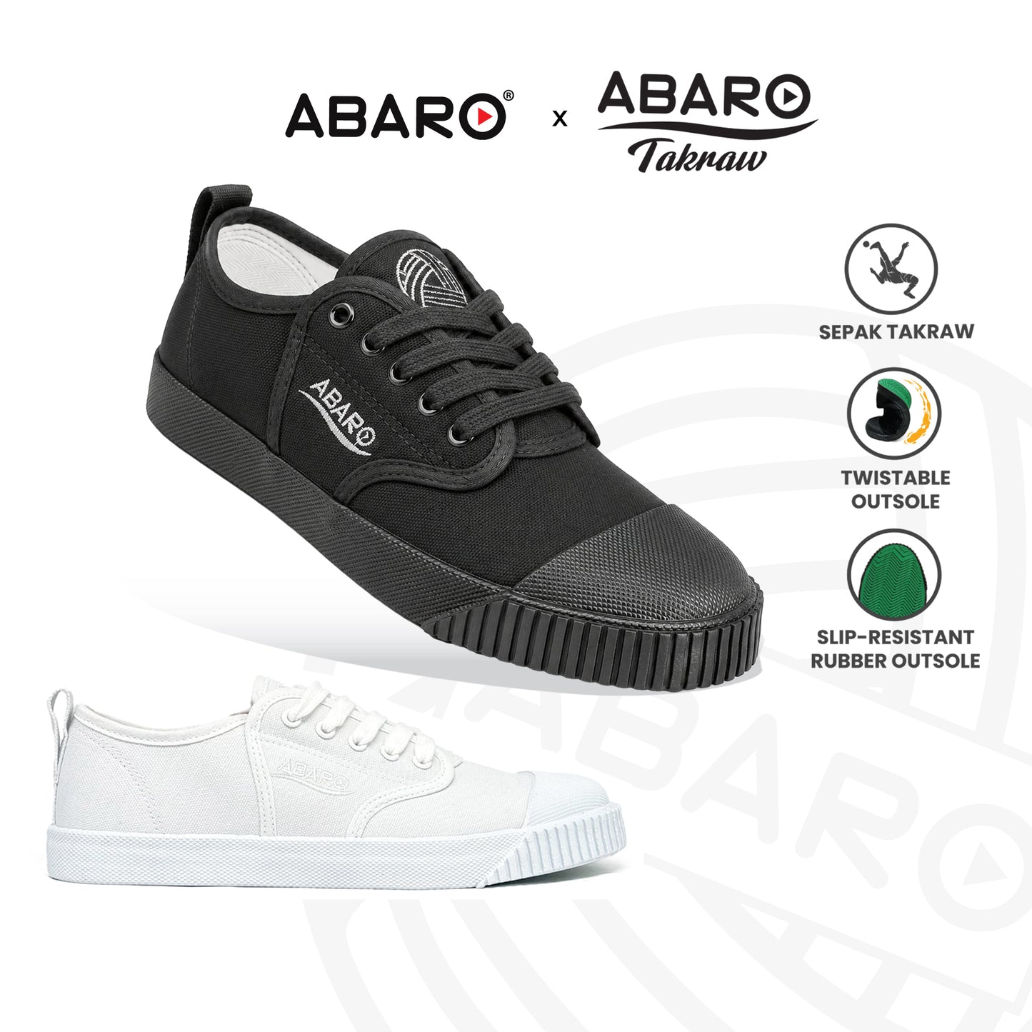 ABARO Takraw AT78205 Better Grip Anti Slip | Kasut Sekolah | Sepak Takraw Training Court Shoes [Local Brand Malaysia]