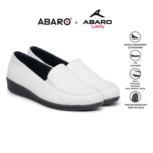 ABARO Lady Comfy FMA627S4 Women Formal Shoes Faux Leather Nurse White Shoes/Kasut Formal/Kasut Perempuan