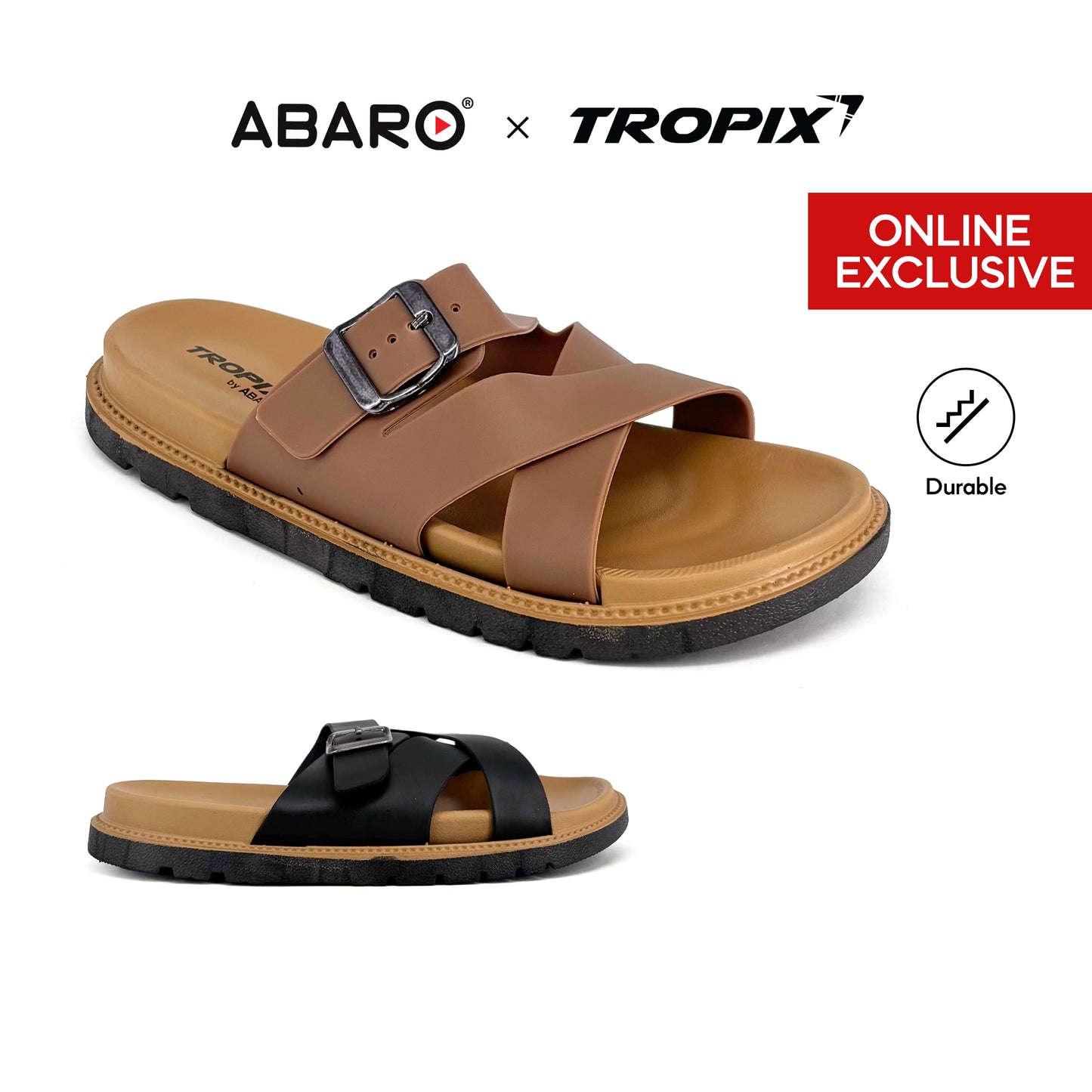 [ONLINE EXCLUSIVE] ABARO Comfy & Stylish 99PSA664K3 TROPIX Durable and Lightweight PVC /Women Slipper/Sandal Perempuan