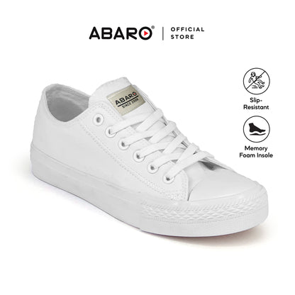 ABARO Unisex Slip Resistant 7281MF Men Unisex/White School Shoes/Kasut Sekolah Putih/Shoes Canvas/Extra Large