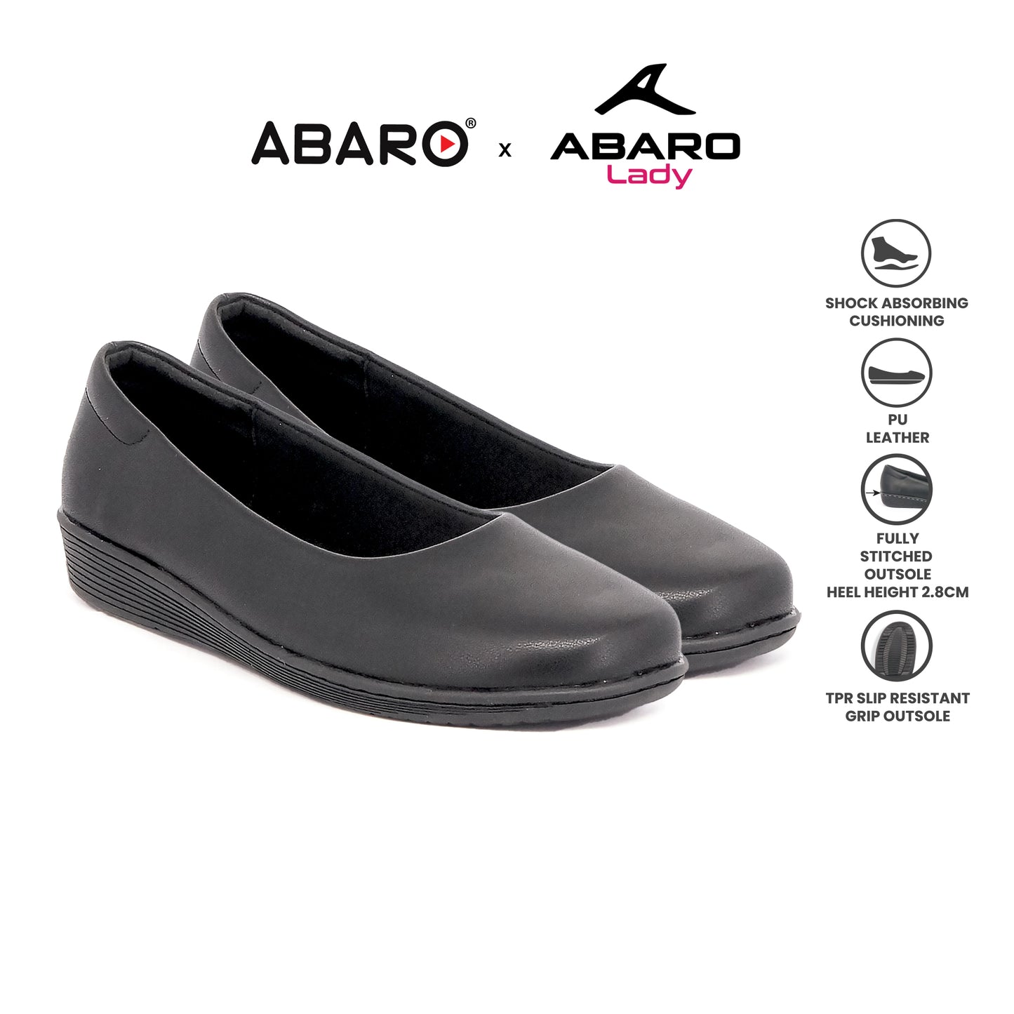 ABARO Lady Comfy FMA627S11 Faux Leather Women Formal Shoes/Kasut Kulit Pejabat/Kasut Formal Wanita