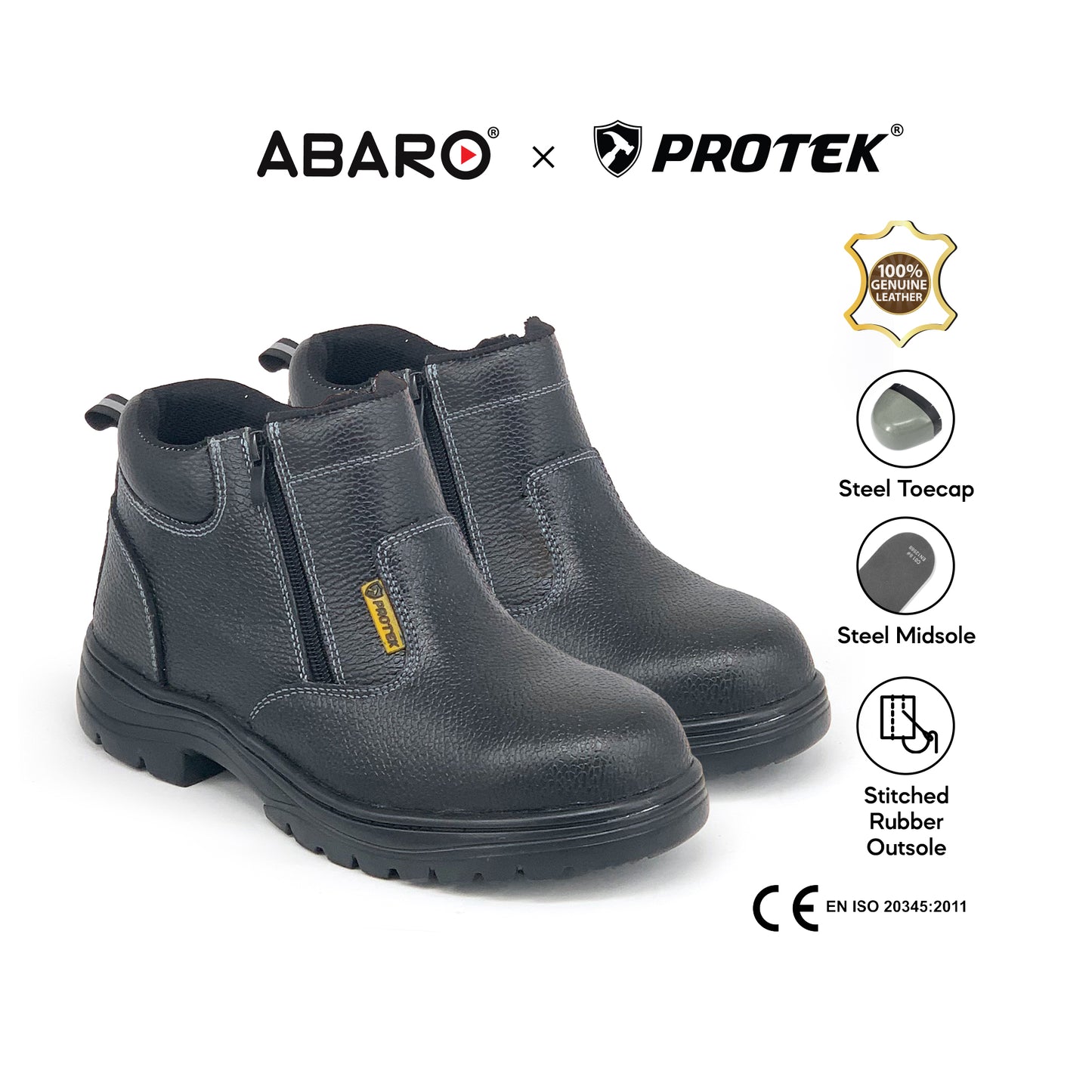 PROTEK 100% Genuine Leather Safety SFA755J4 Steel Toecap & Midsole/Mid Cut/Safety Shoes/Kasut Keselamatan