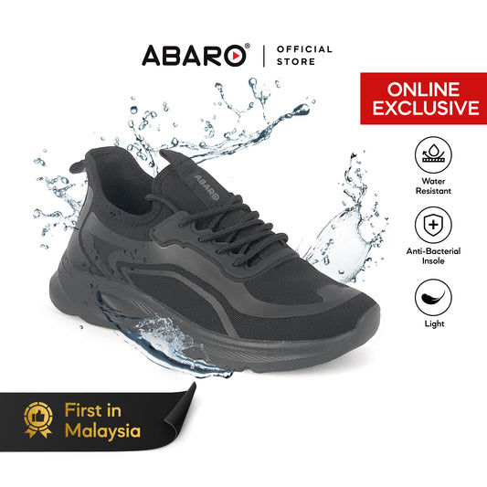 [ONLINE EXCLUSIVE] Abaro Unisex Water Resistant Antibacterial Sneakers W2822 Sneakers Men/Kasut Sekolah Hitam
