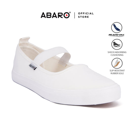 ABARO School Shoes 7282MF Thick Rubber Outsole White School Shoes/Kasut Sekolah Putih/Shoes Canvas/Extra Large