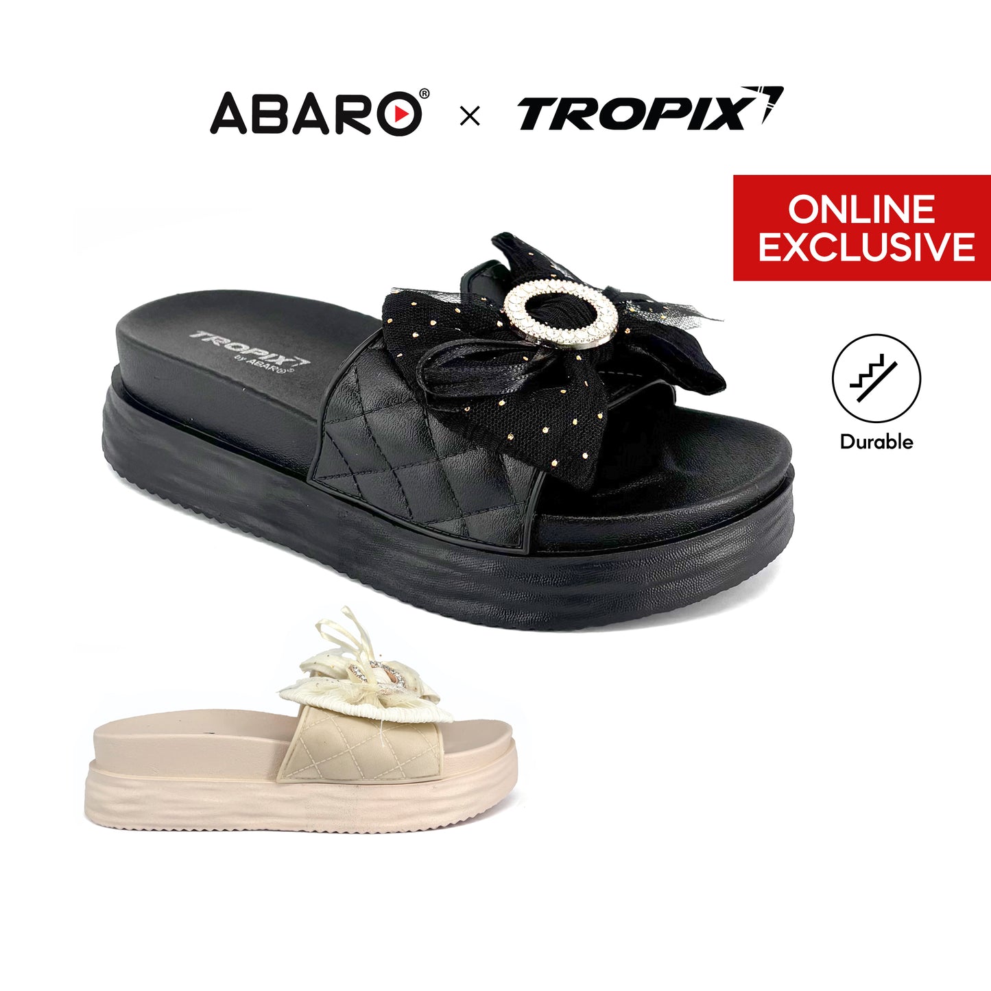 [ONLINE EXCLUSIVE] ABARO Comfy & Stylish 99PSA664J2 TROPIX Durable and Lightweight PVC /Women Slipper/Sandal Perempuan