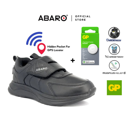 Bundle Deal ABARO Combo HideTech H2819N Hidden GPS Pocket School Shoes/Kasut Sekolah + GP eTag Tracker | iOS Only
