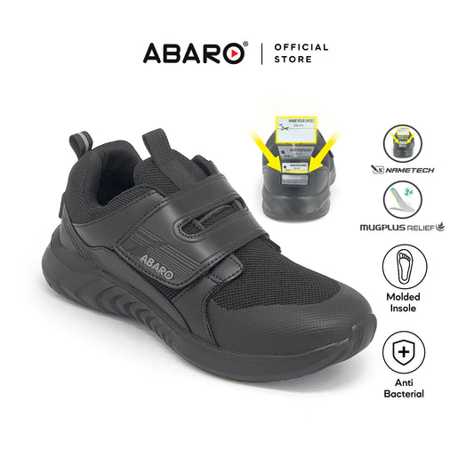 ABARO 2807N NameTech Ultralight Unisex School Shoes Breathable Mesh/Anti-Bacterial/Kasut Sekolah Hitam/Kasut Tulis Nama