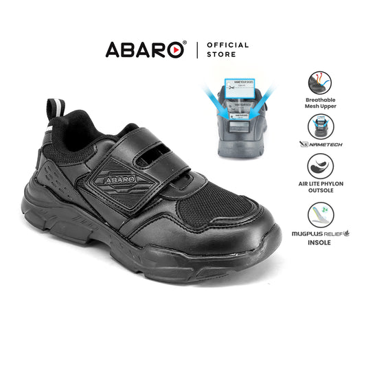 ABARO Breathable Mesh 2817N School Shoes Black Name Your Shoes/Kasut Sekolah Hitam/Kasut Budak/??