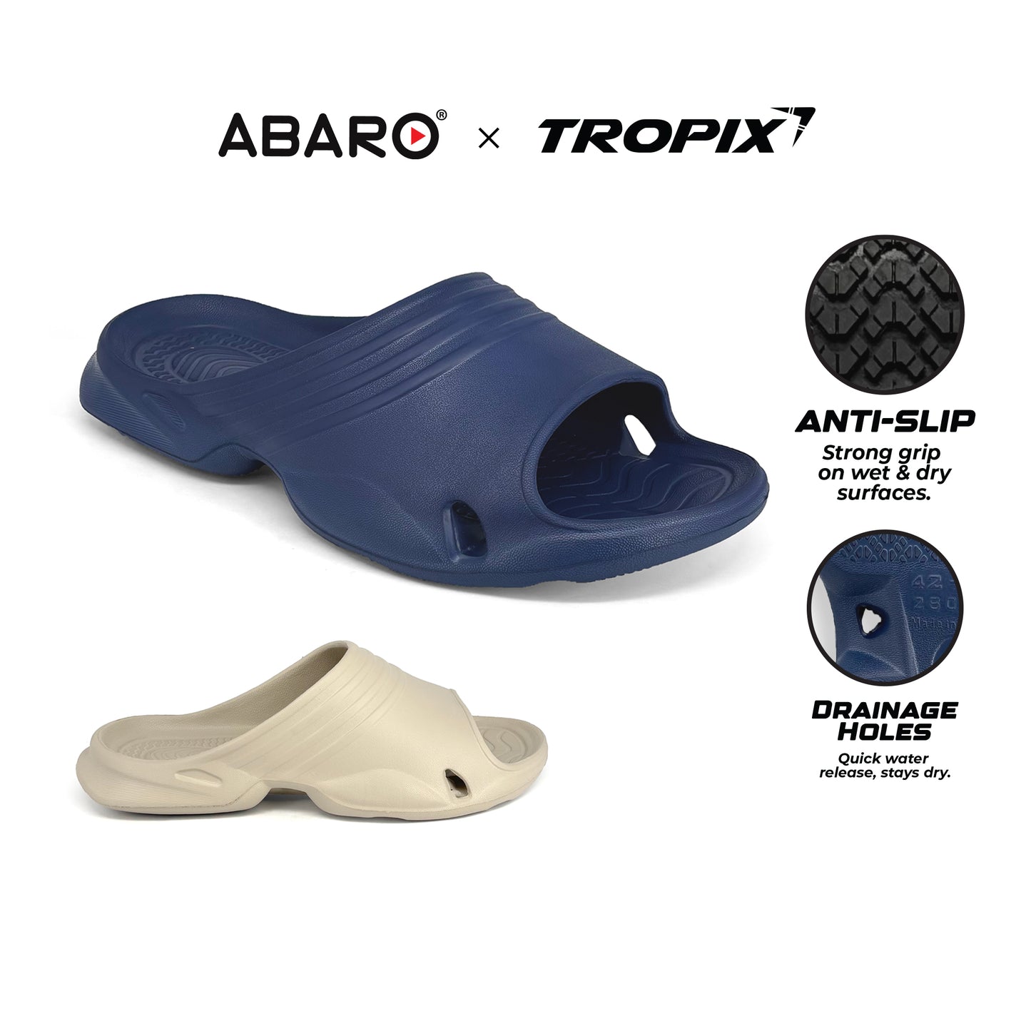 ABARO Tropix Anti-Slip ESA785R1 Super Light Comfy Soft EVA Unisex Slipper/Sandal Lelaki