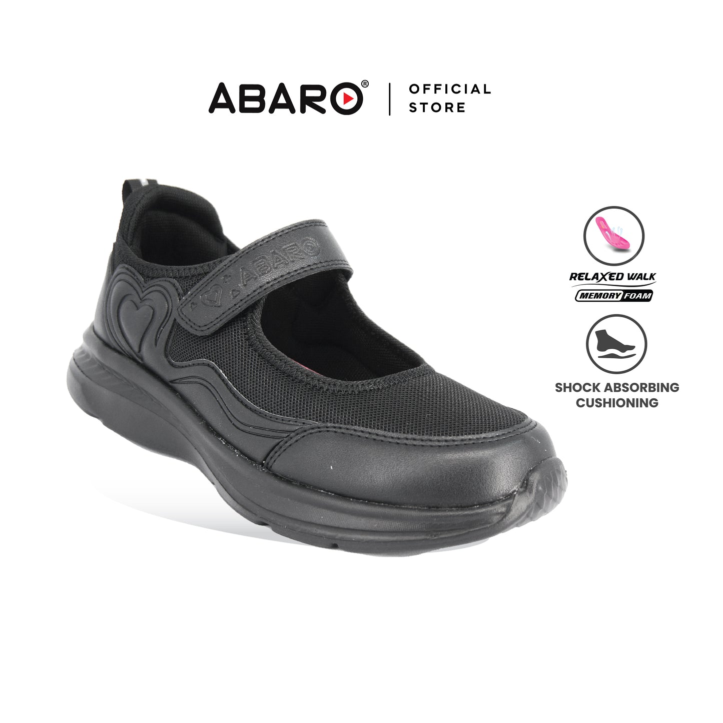ABARO 2831MF School Shoes Girl Series - Black School Shoes/Kasut Sekolah Hitam