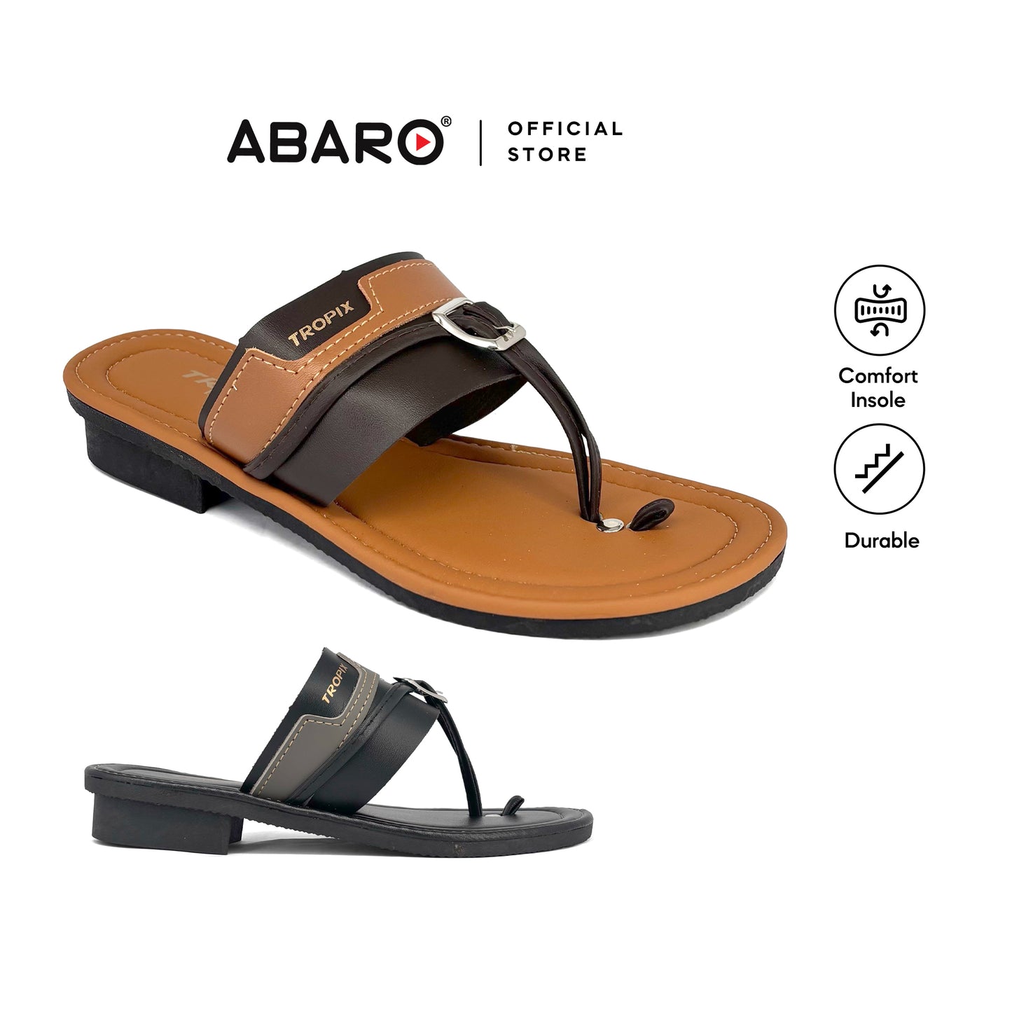 ABARO Men Capal Slippers CAP71C2 TROPIX PU Leather With Comfort Selipar Lelaki/Kasut Lelaki