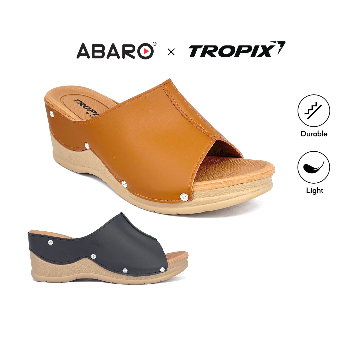ABARO TROPIX WDL644B1 Women Wedges Comfort PU Leather Women Wedges/Kasut Perempuan/Sandal Perempuan/Kasut Wanita