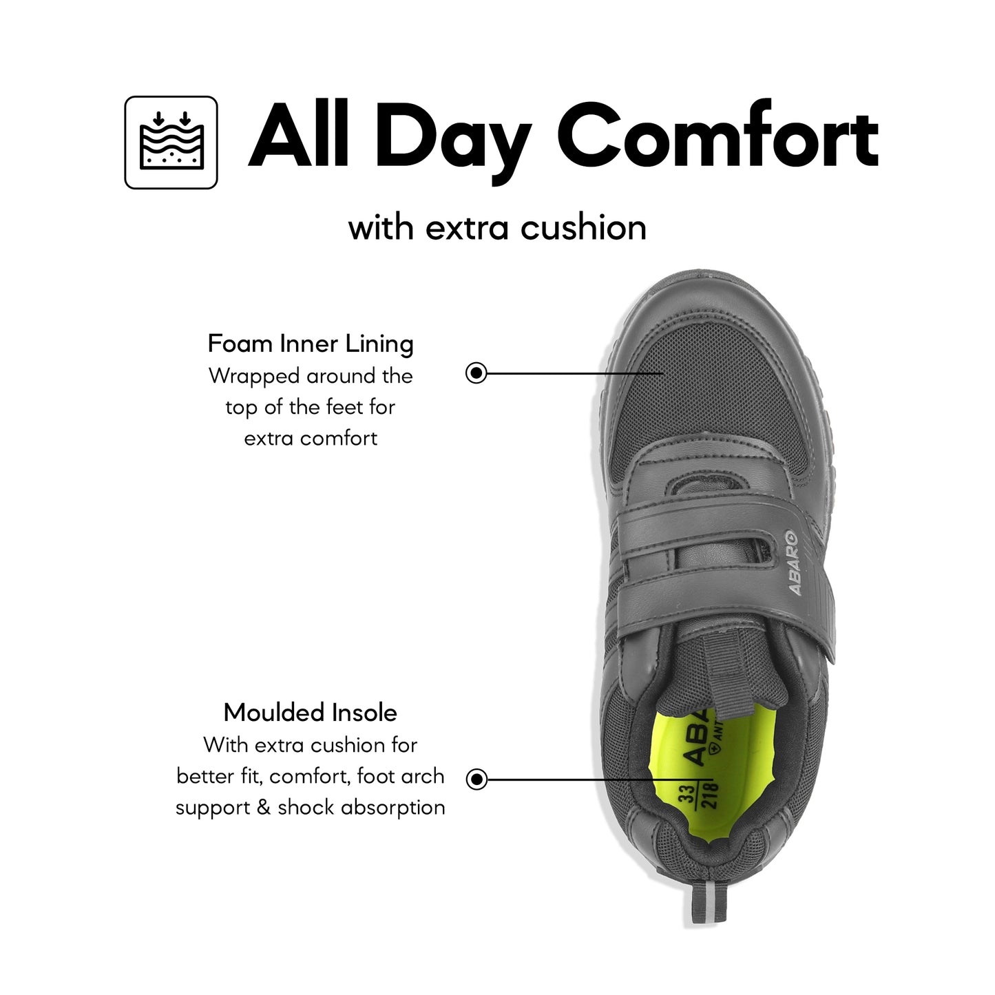 ABARO Breathable Mesh 2351N School Shoes Black <Name Your Shoes> Slip Resistant/Kasut Sekolah Hitam/Kasut Budak