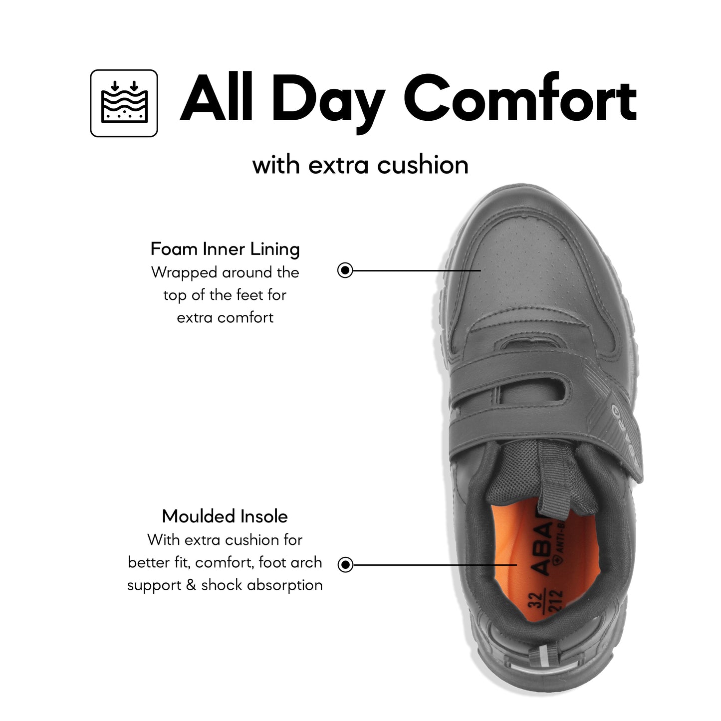 ABARO 2323N Anti-Bacterial School Shoes Black/Name Your Shoes/Super Comfy/Kasut Sekolah Hitam