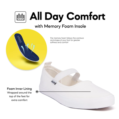 ABARO School Shoes 7282MF Thick Rubber Outsole White School Shoes/Kasut Sekolah Putih/Shoes Canvas/Extra Large