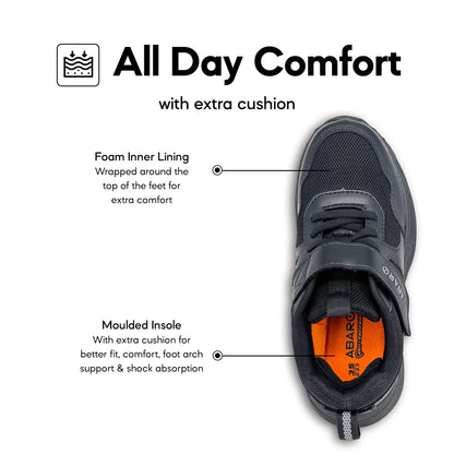 ABARO G2853N NEW GrowFitTech School Shoes | Kasut Sekolah Kanak-Kanak | Extra Room as Feet Grow | Lightweight