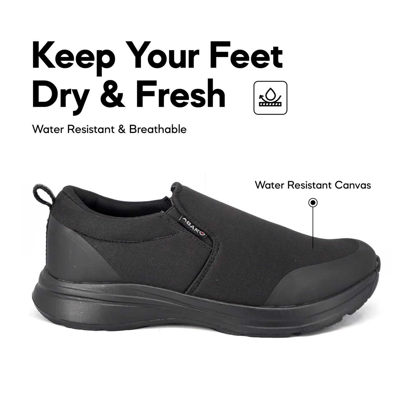 Abaro DryTech W7883 Water Resistant Canvas Shoe/Kasut Kalis Air /School Shoes/Kasut Sekolah Hitam