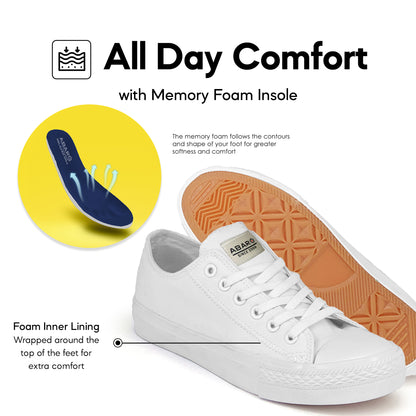 ABARO Unisex Slip Resistant 7281MF Men Unisex/White School Shoes/Kasut Sekolah Putih/Shoes Canvas/Extra Large