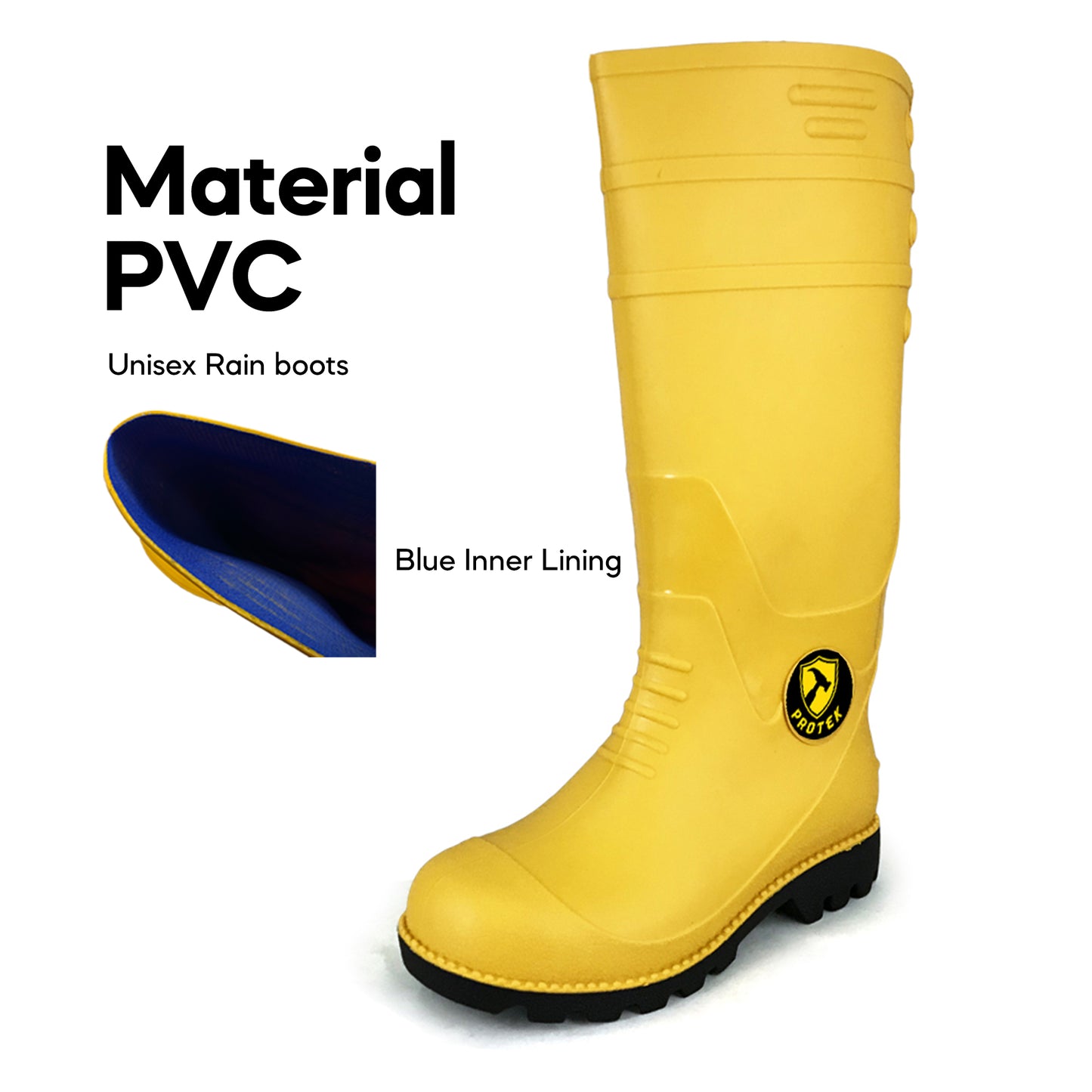 PROTEK PT77 Calf Rain Boots With Fabric Inner/Unisex Waterproof & Anti-Slip Garden Boots/Kasut Hujan/Kasut Kebun/??/??