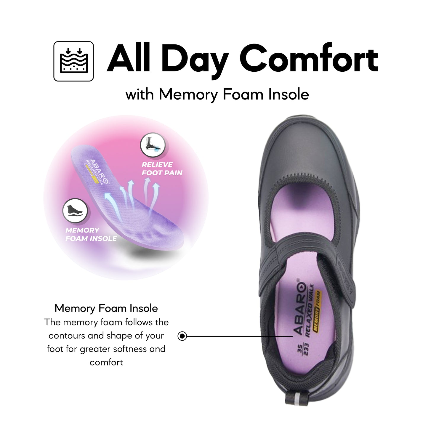 ABARO 2832MF School Shoes Girl Series - Black School Shoes/Kasut Sekolah Hitam