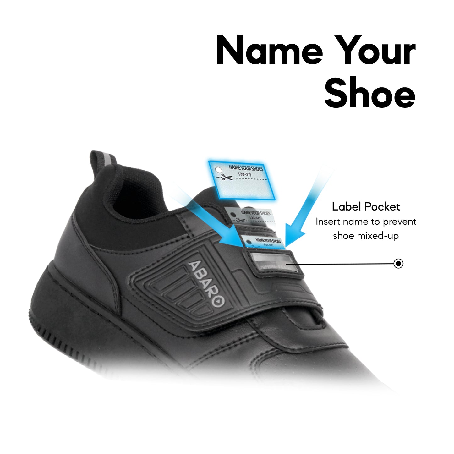 ABARO NameTech Shoes 2671N Sneakers Men/Secondary school/School Shoes/Kasut Sekolah Hitam/Kasut Unsex