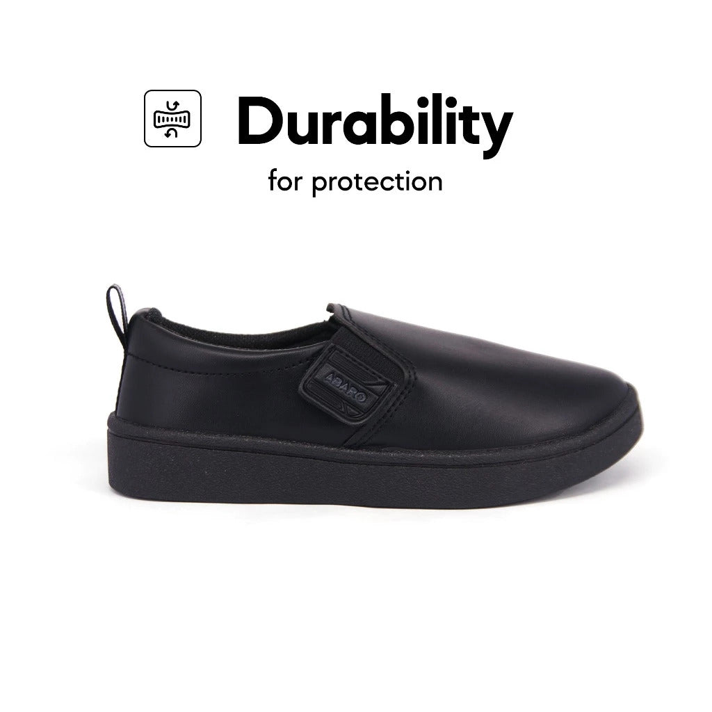 ABARO Unisex Slip Resistant 2661D Anti Bacterial Super Comfy/School Shoes/Slip On Canvas/Kasut Sekolah Hitam