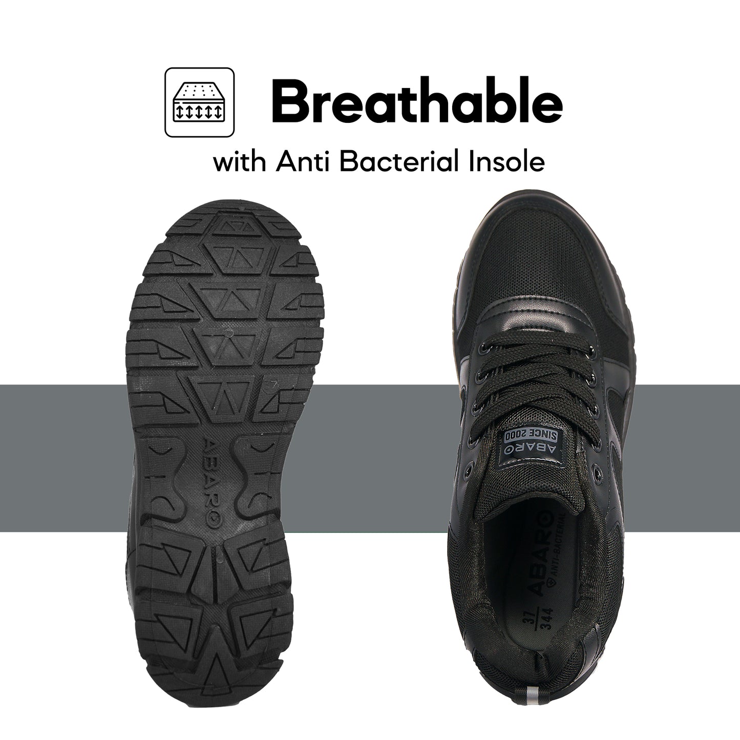 ABARO School Shoes 2355 Sneakers Men Breathable Mesh/ Secondary school/ School Shoes/ Kasut Sekolah Hitam/Kasut Lelaki