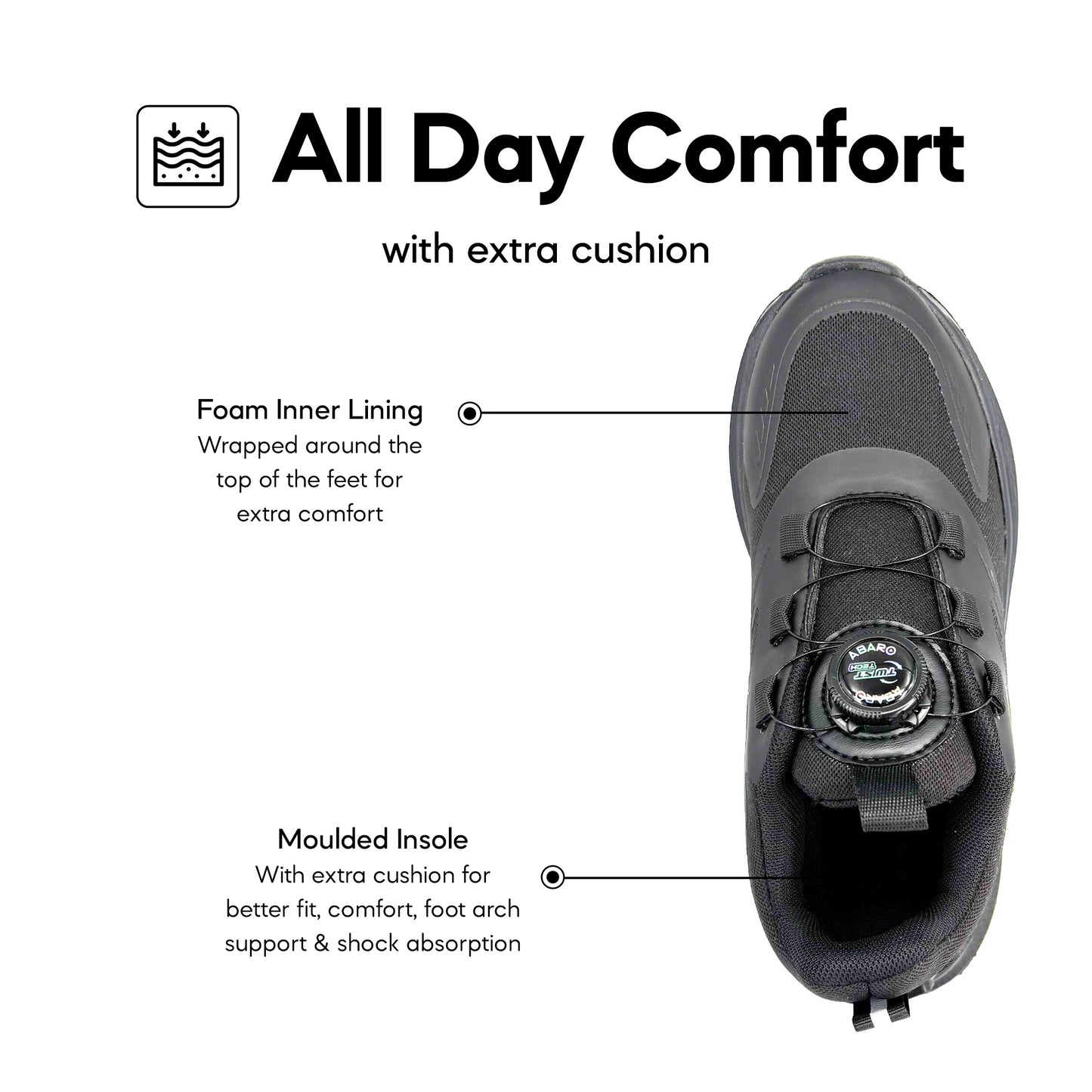 ABARO TW2851N TwistTech + DryTech + NameTech School Shoes/Kasut Unisex/Kasut Tulis Nama/Kasut Sekolah Kalis Air