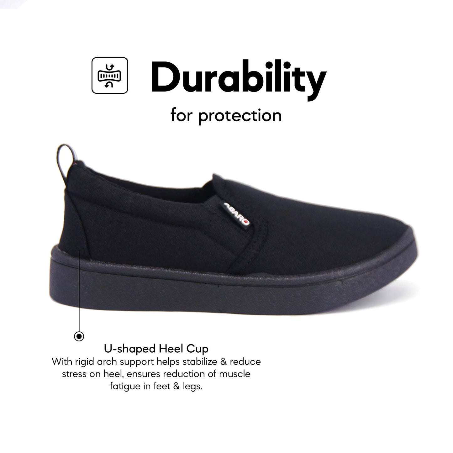 ABARO Water Resistant W2628D Anti-Bacterial Canvas Shoes/Black Shoes/Kasut Kalis Air/Kasut Sekolah