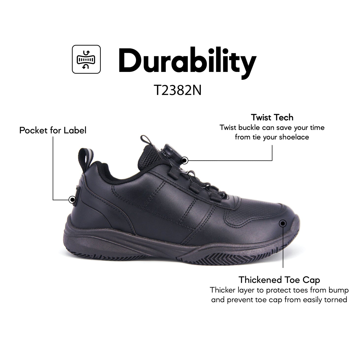 ABARO T2382N TwistTech + NameTech School Shoes/Kasut Unisex/Kasut Tulis Nama