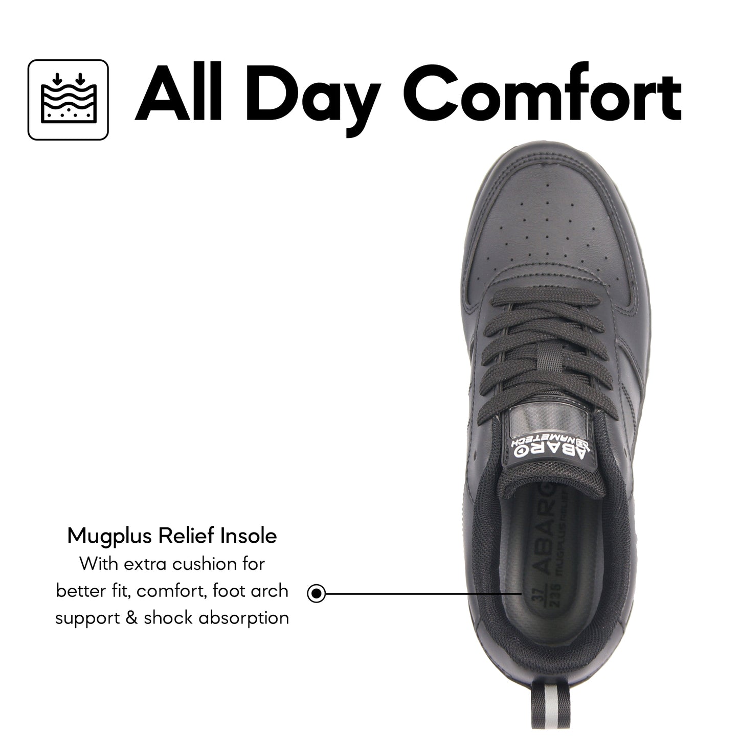 [ONLINE EXCLUSIVE] ABARO Name Tech 7672N Secondary School Shoes/Kasut Sekolah/Kaust Sekolah Hitam