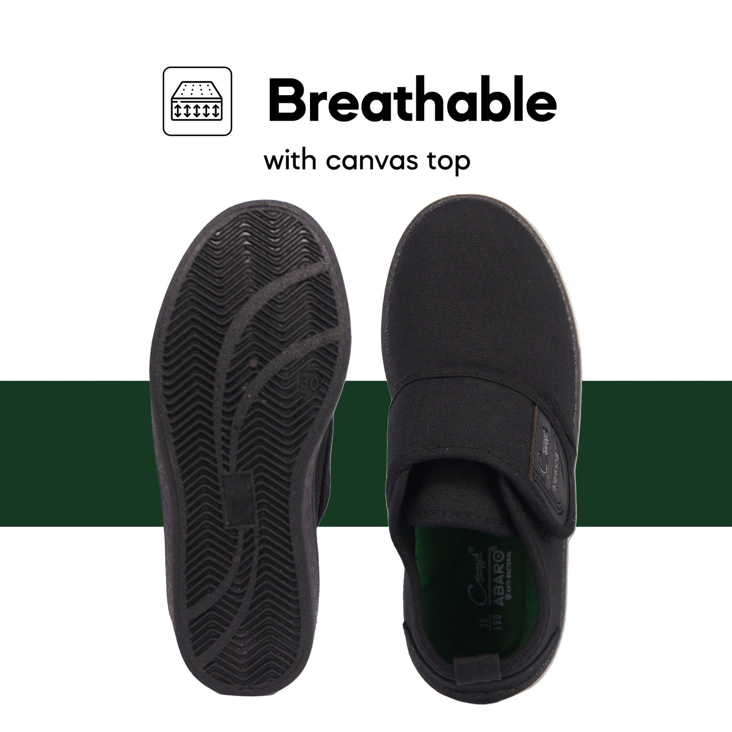 ABARO 2655D Anti-Bacterial Unisex Black School Shoes/Canvas Shoes/Kasut Sekolah Hitam