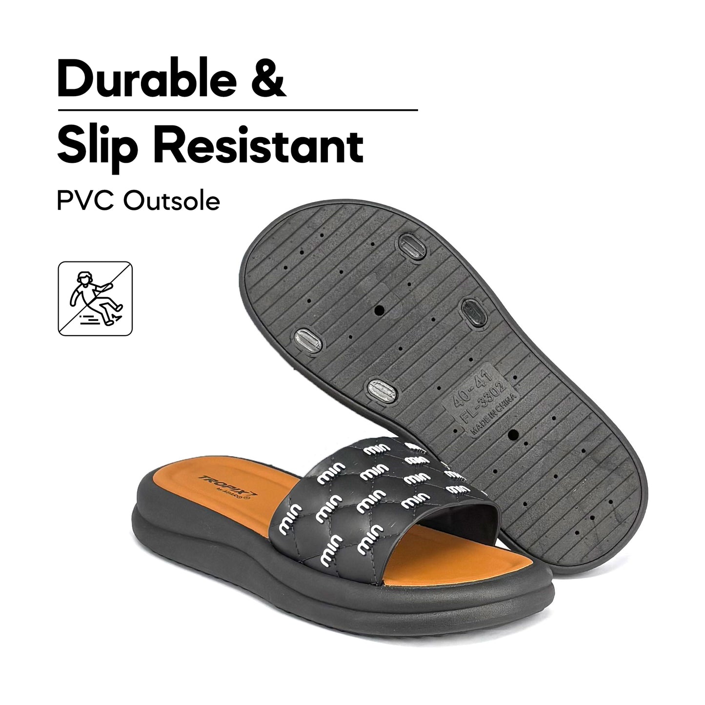 [ONLINE EXCLUSIVE] ABARO Comfy & Stylish 99PSA693N1 TROPIX Durable and Lightweight PVC /Women Slipper/Sandal Perempuan