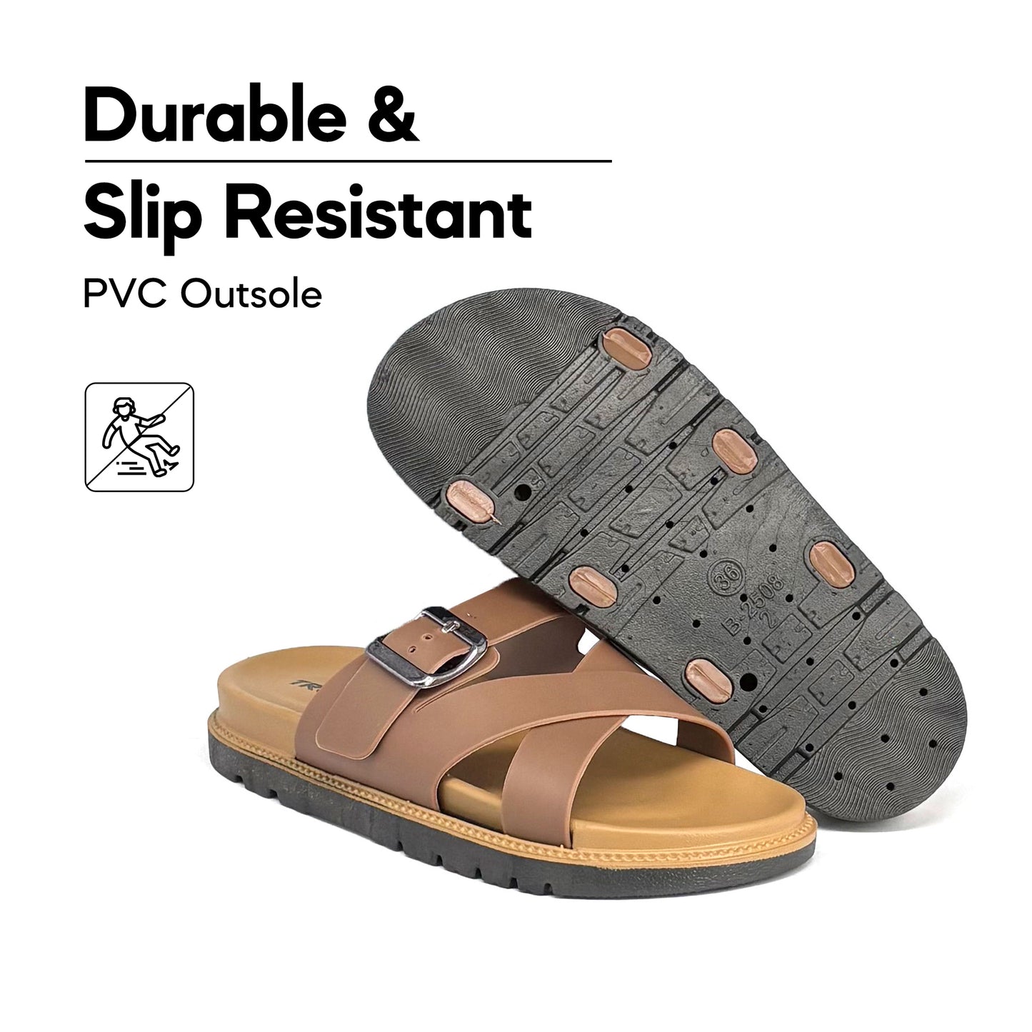 [ONLINE EXCLUSIVE] ABARO Comfy & Stylish 99PSA664K3 TROPIX Durable and Lightweight PVC /Women Slipper/Sandal Perempuan