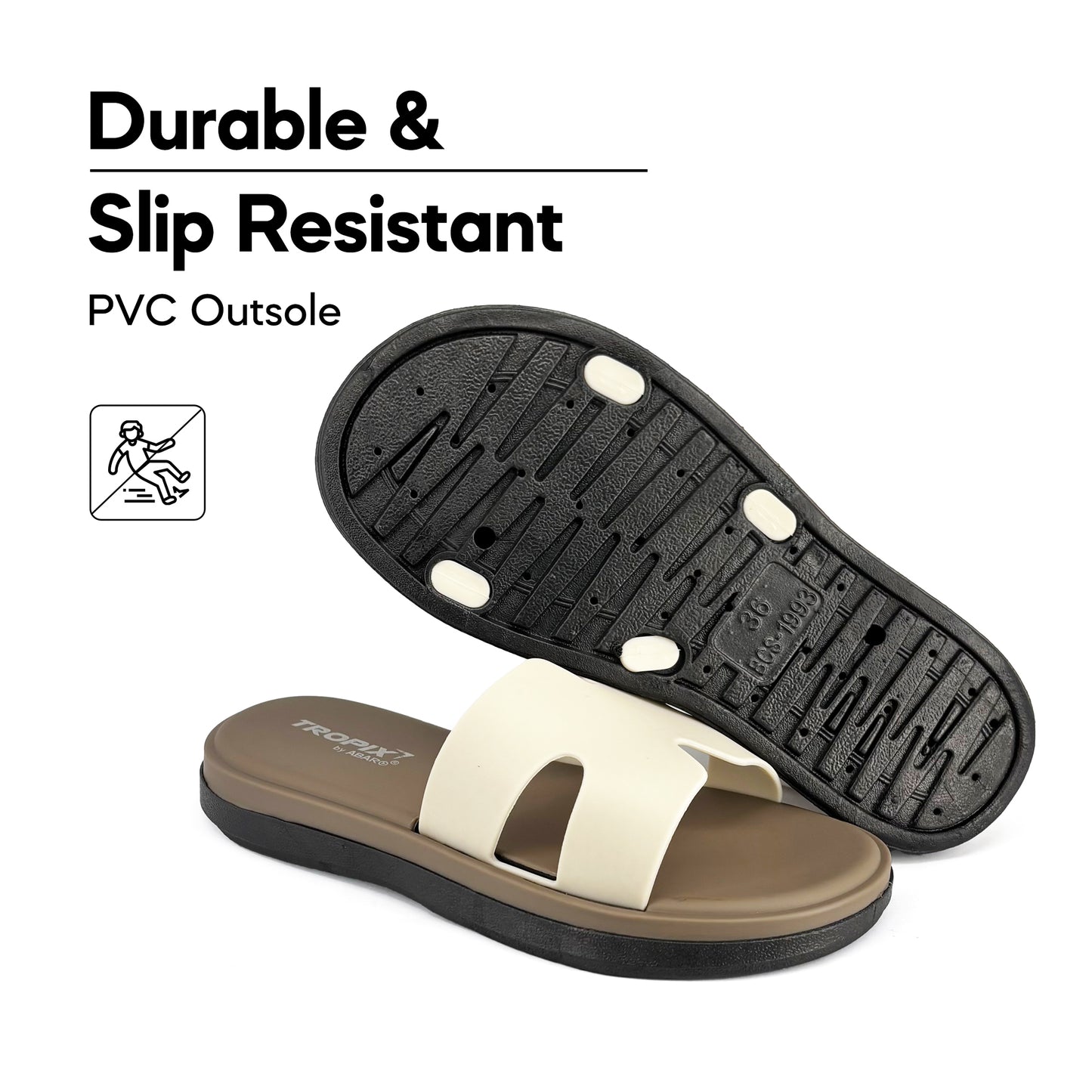 [ONLINE EXCLUSIVE] ABARO Comfy & Stylish 99PSA664L1 TROPIX Durable and Lightweight PVC /Women Slipper/Sandal Perempuan
