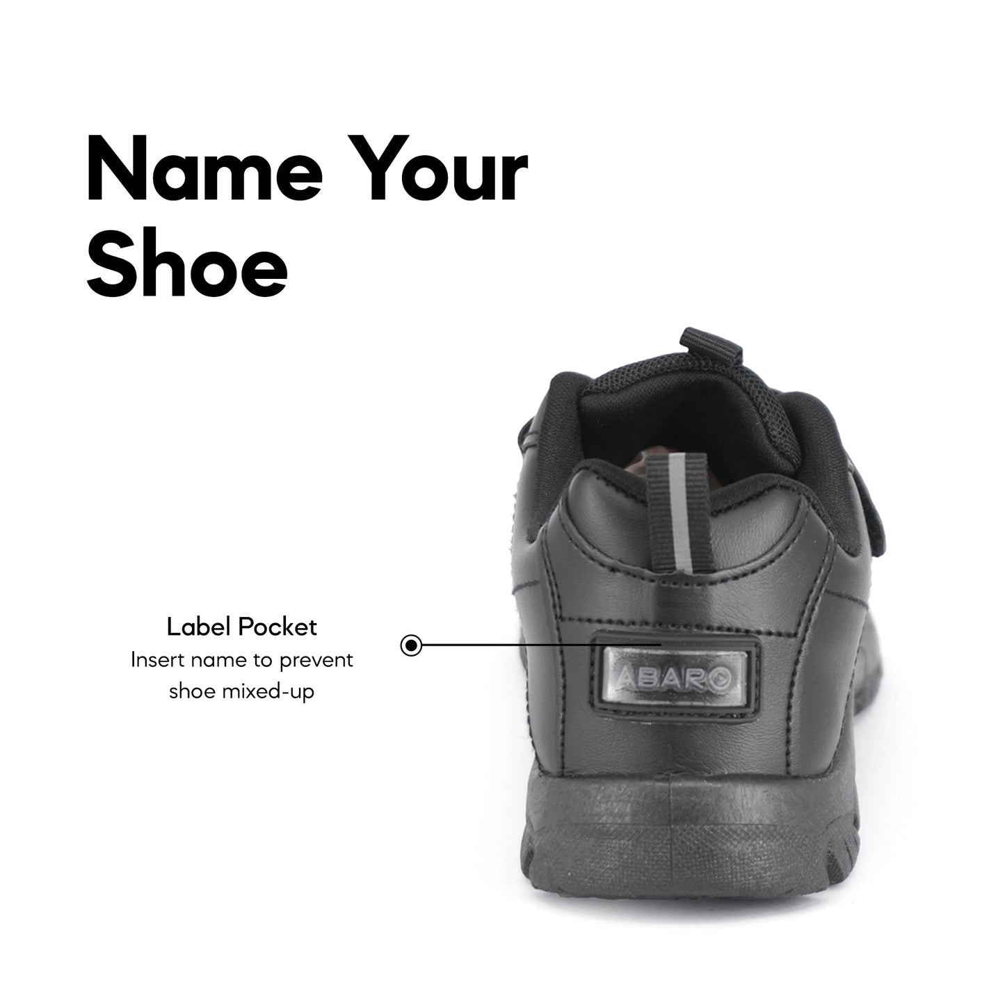 ABARO 2323N Anti-Bacterial School Shoes Black/Name Your Shoes/Super Comfy/Kasut Sekolah Hitam